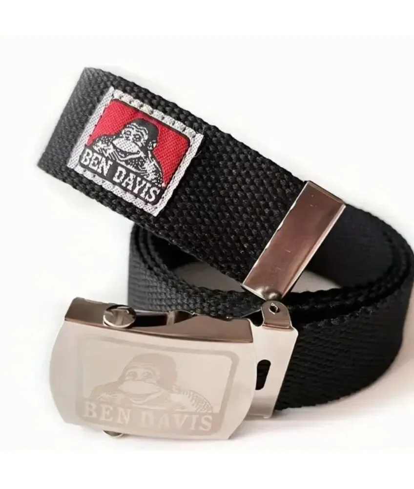 Ben Davis Unisex Adjustable Black Cotton Webbing Belt New